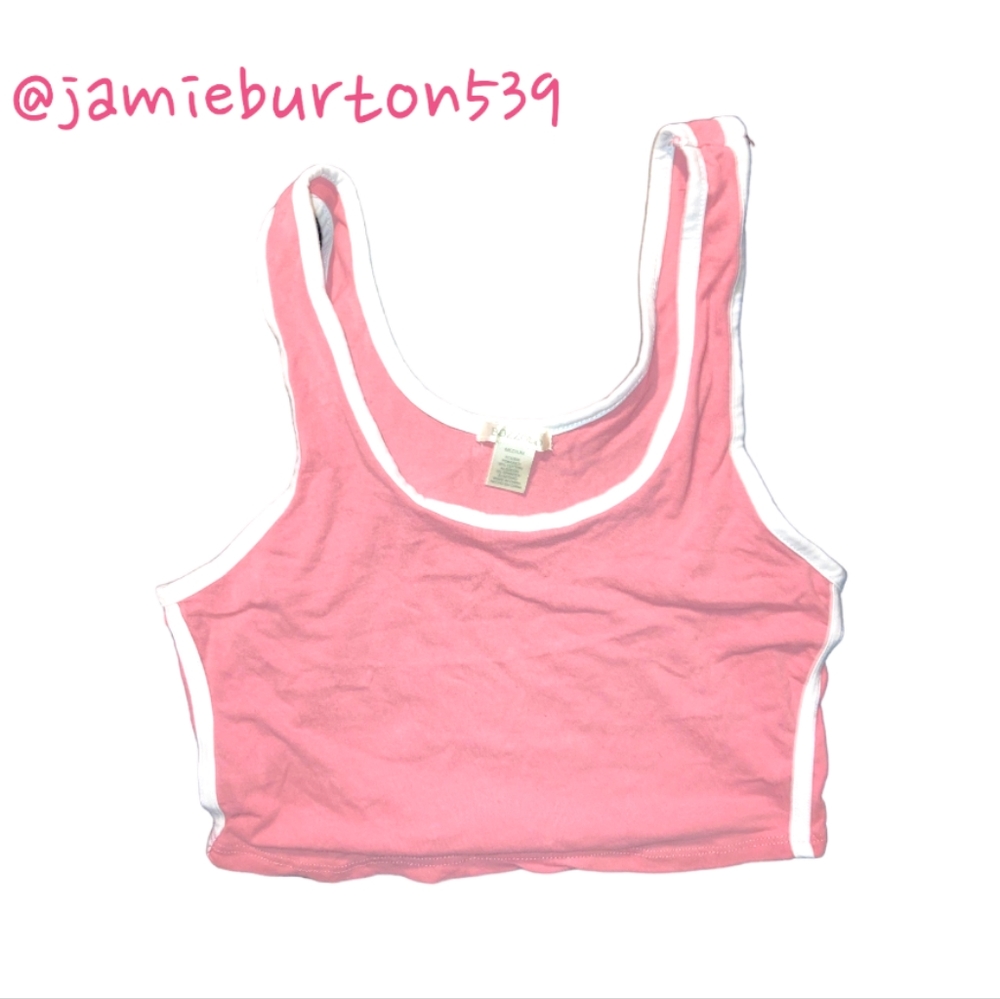 EUC Pink with white stripes crop top tank top